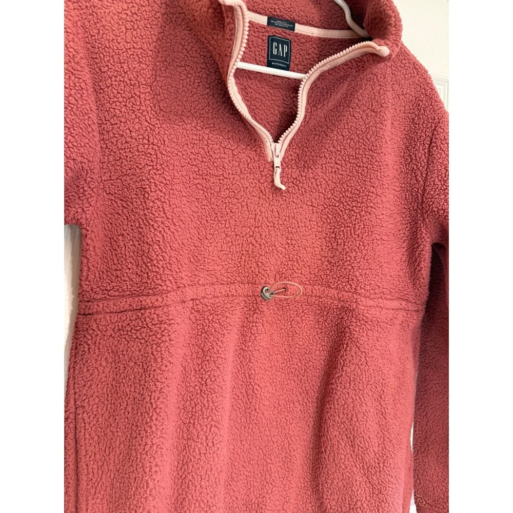 GAP Maternity‎ Sherpa Pullover Cozy Half Zip Sweatshirt Coral Pink S - Picture 2 of 4